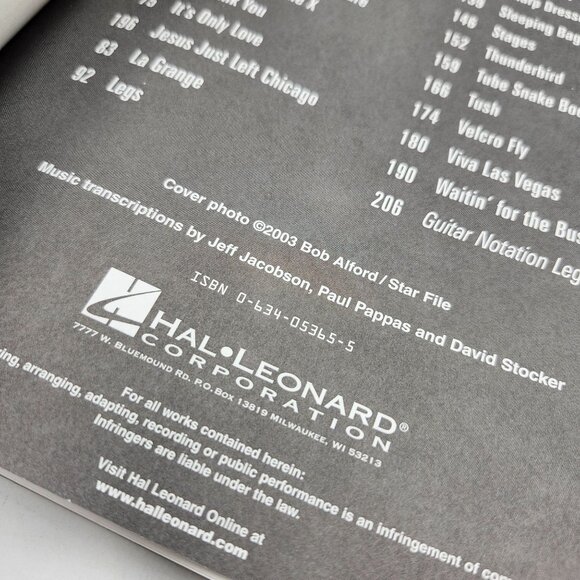 ZZ Top Guitar Anthology Tablature Songbook 25 Songs Sheet Music Book Hal Leonard - Picture 7 of 7